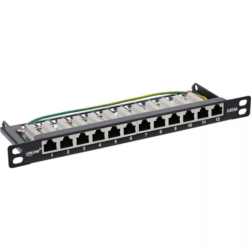 InLine Patchpanel 10 ιντσών Cat.6A 0,5HE 12-Port μαύρο RAL9005