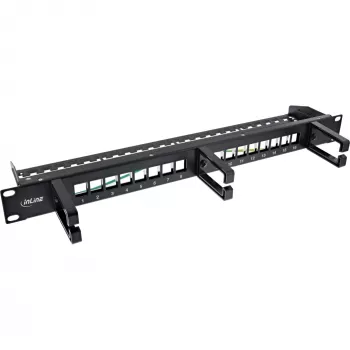 InLine Patchpanel 16 θέσεων, κενό πάνελ Keystone με 3 βάσεις, 19 ιντσών, 1HE μαύρο