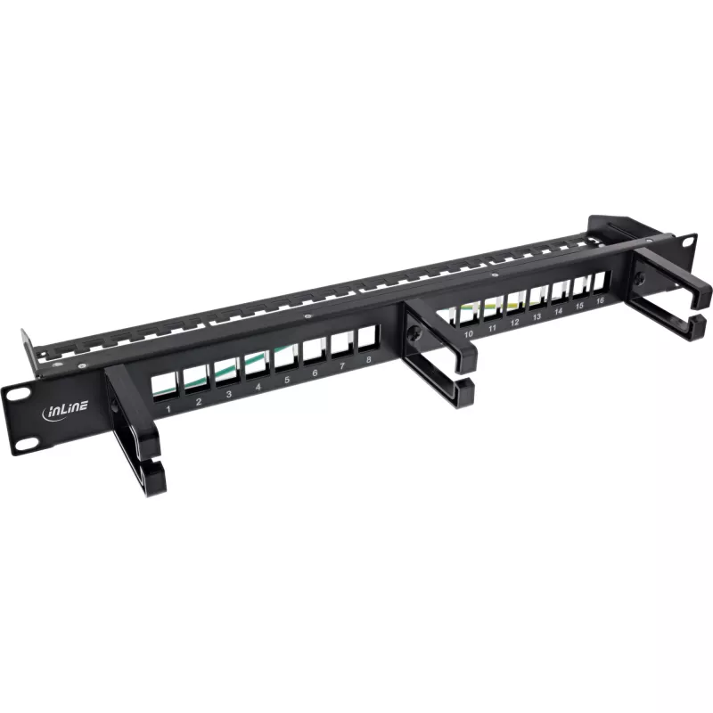 InLine Patchpanel 16 θέσεων, κενό πάνελ Keystone με 3 βάσεις, 19 ιντσών, 1HE μαύρο