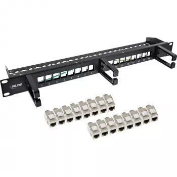 InLine Patchpanel Cat.6A 16 Θέσεων 19 Ιντσών 1U Μαύρο