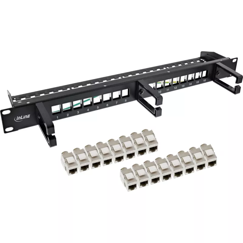 InLine Patchpanel Cat.6A 16 Θέσεων 19 Ιντσών 1U Μαύρο