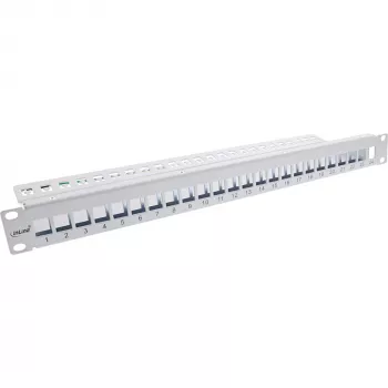 InLine Blank Patch Panel 19 Ιντσών 24 Θυρών 1U ανοιχτό γκρι Τοποθέτηση Rack