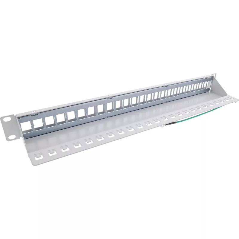 InLine Blank Patch Panel 19 Ιντσών 24 Θυρών 1U ανοιχτό γκρι Τοποθέτηση Rack