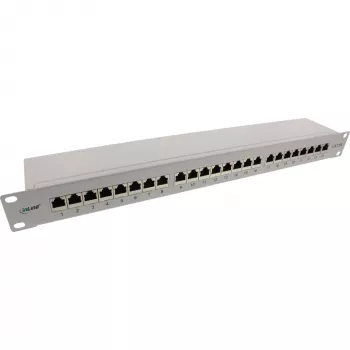 InLine Patch-Panel 19 Ιντσών Cat.6A 24 Θυρών 1U ανοιχτό γκρι RAL7035