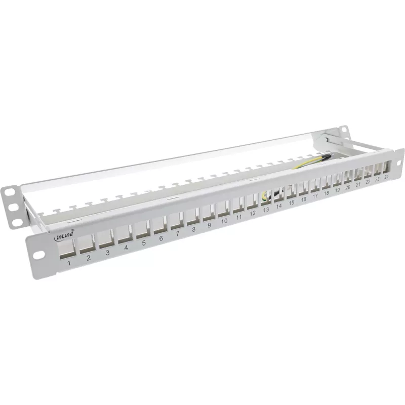 InLine Blank Patch Panel με Συρτάρι 19 Ιντσών 24 Θυρών 1U Ανοιχτό Γκρι