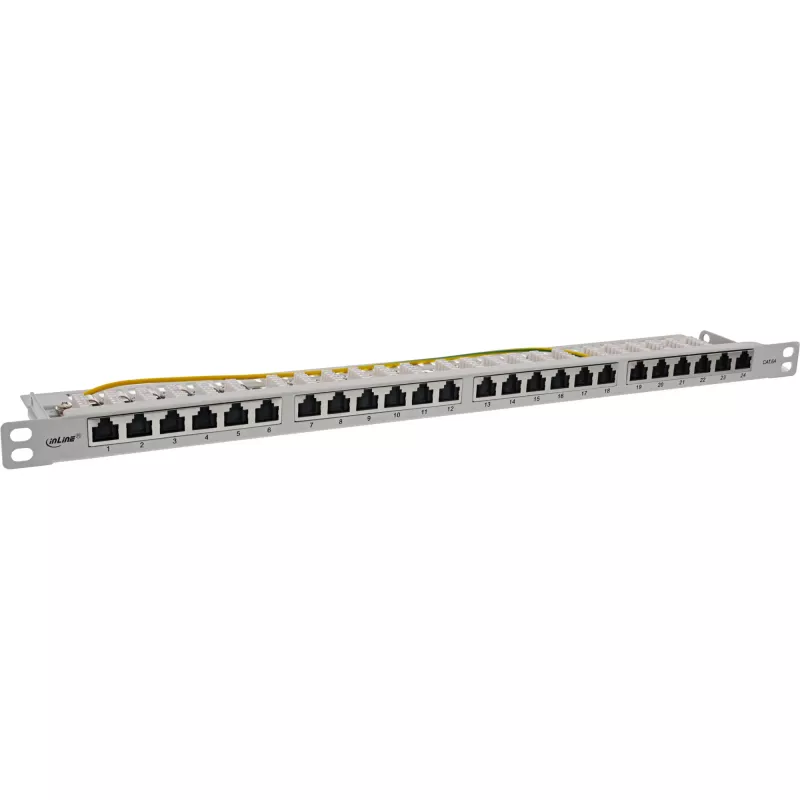 InLine Patchpanel 19 Ιντσών Cat.6A 0,5 U 24 Θυρών, με προστασία σκόνης, γκρι