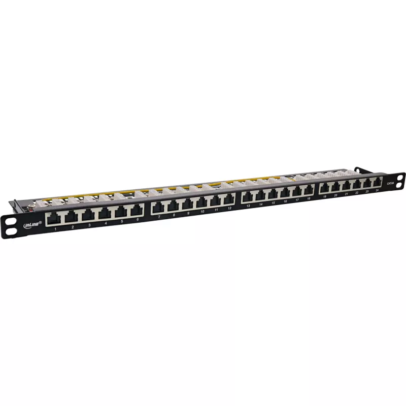 InLine Patchpanel 19 Ιντσών Cat.6A 0,5 U 24 Θυρών, με προστασία σκόνης, μαύρο