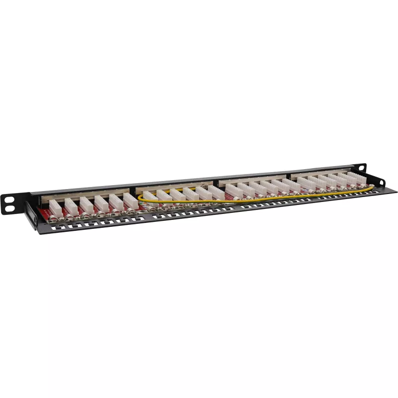 InLine Patchpanel 19 Ιντσών Cat.6A 0,5 U 24 Θυρών, με προστασία σκόνης, μαύρο