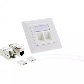 InLine Πρίζα Χωνευτή Cat.6A 2x RJ45 λευκό RAL9010