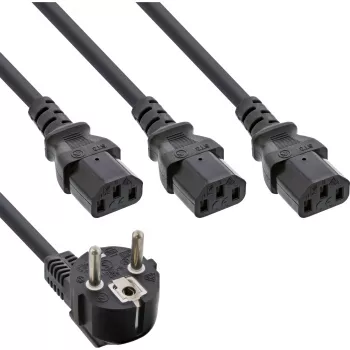 InLine B-16653B Καλώδιο τροφοδοσίας Y, 1x βύσμα σε 3x IEC C13, 1,8 m, συσκευασία 13 τεμ. bulk
