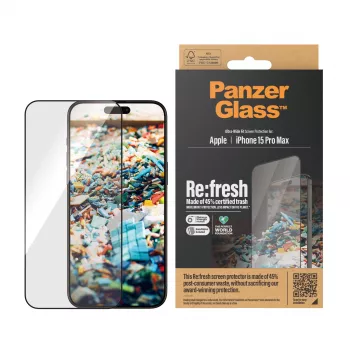 PanzerGlass ® Re:fresh Προστασία οθόνης iPhone 15 Pro Max | Ultra-Wide Fit με EasyAligner