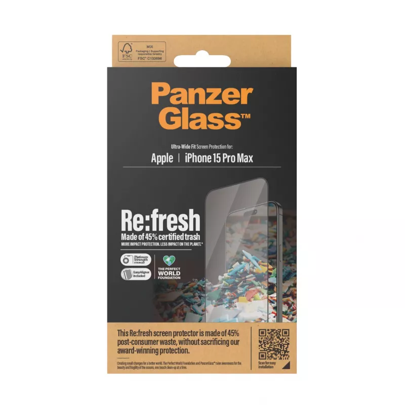 PanzerGlass ® Re:fresh Προστασία οθόνης iPhone 15 Pro Max | Ultra-Wide Fit με EasyAligner