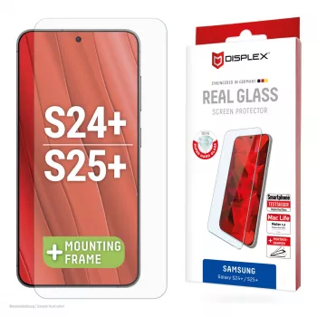 Displex μεμβράνη προστασίας οθόνης (10H) για Samsung Galaxy S24+/S25+, οικολογικό πλαίσιο τοποθέτησης, ανθεκτική στις γρατσουνιές
