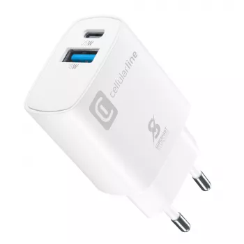 Cellularline φορτιστής ταξιδιού διπλής θύρας για Samsung, PD 25W, λευκό
