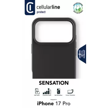Cellularline Sensation – iPhone 17 Pro Ultra-μαλακή θήκη σιλικόνης με φινίρισμα soft-touch, ιδανική για να προστατεύει κάθε λεπτομέρεια του iPhone 17 Pro σας με κομψότητα και άνεση.