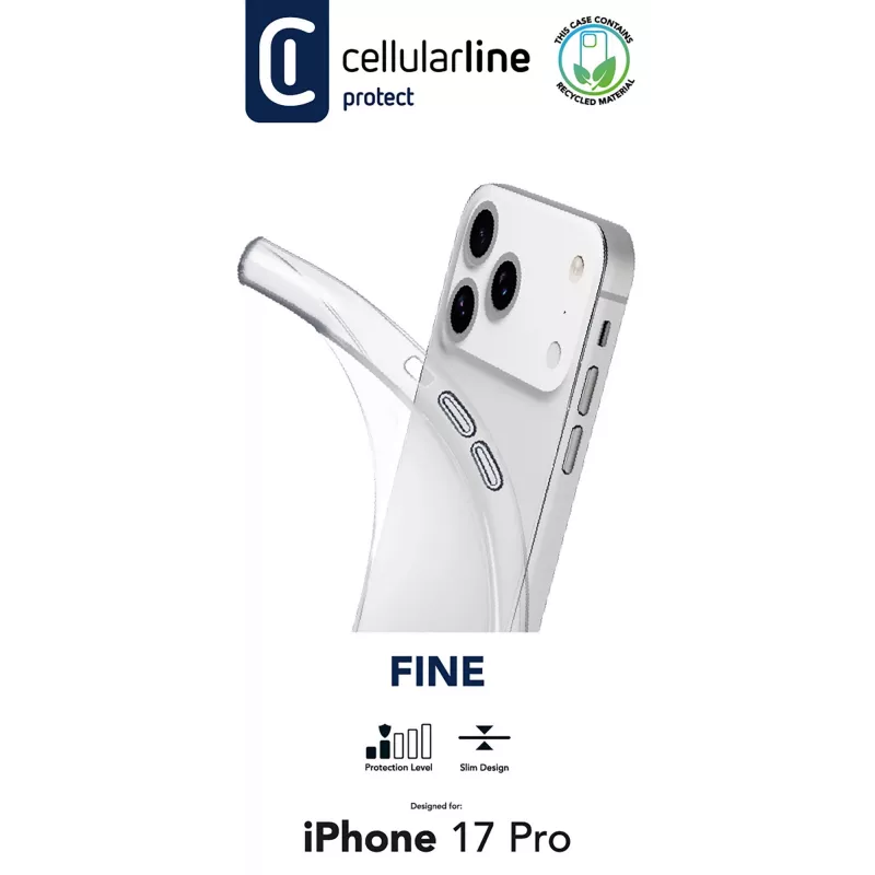 Cellularline Fine - iPhone 17 Pro, θήκη, Apple, iPhone 17 Pro, 16 cm (6,3 ίντσες), Διαφανές