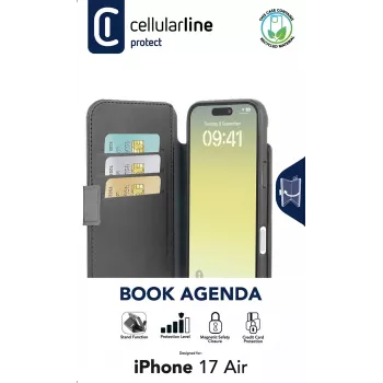 Cellularline Book Agenda – iPhone Air Θήκη με όψη δέρματος ως θήκη βιβλίου με μαγνητικό κλείσιμο