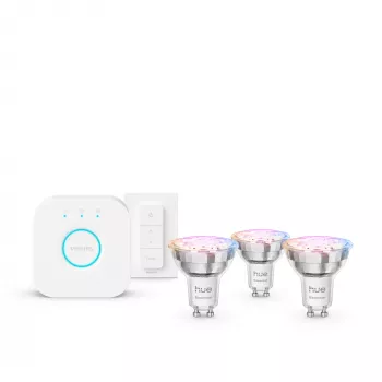 Philips Hue White and Colour Ambience Essential Starterkit: 3 έξυπνοι λαμπτήρες GU10 (345 lm) + διακόπτης dimmer