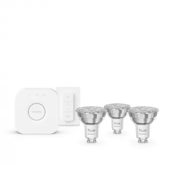 Philips Hue White and Colour Ambience Essential Starterkit: 3 έξυπνοι λαμπτήρες GU10 (345 lm) + διακόπτης dimmer