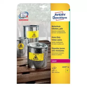 Αυτοκόλλητες ετικέτες Avery L6107-20 Στρογγυλεμένο ορθογώνιο κίτρινο