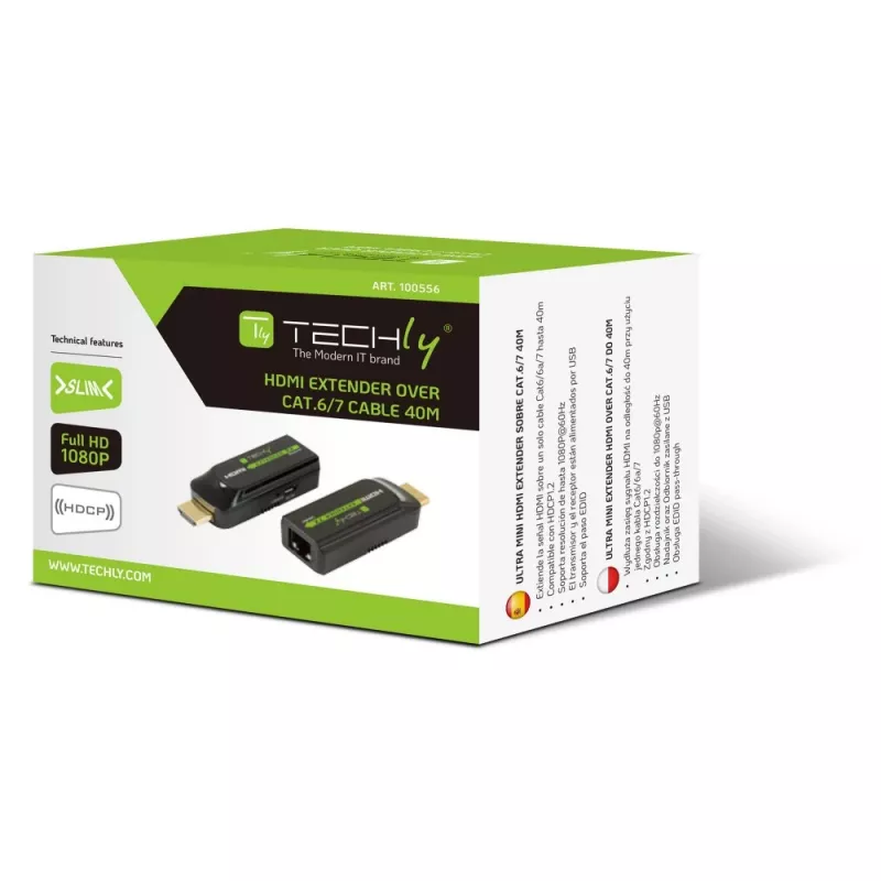 Techly IDATA EXT-E70S Επέκταση AV πομπός & δέκτης AV μαύρο