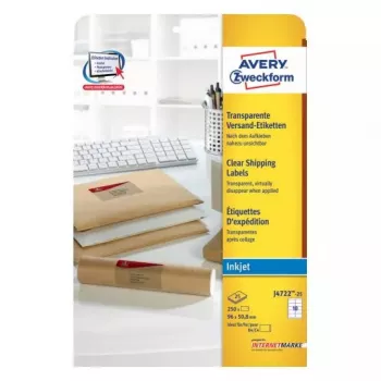 Αυτοκόλλητη ετικέτα Avery J4722-25 στρογγυλεμένο ορθογώνιο διαφανές