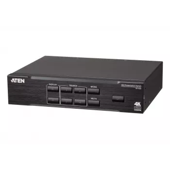 ATEN 4 x 2 True 4K Διακόπτης μήτρας παρουσιάσεων, Διακόπτης μήτρας παρουσιάσεων πολυμέσων, 4096 x 2160 Pixel, 4096 x 2160, 3840 x 2160, Μαύρο, Μέταλλο, Κουμπιά