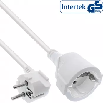InLine καλώδιο επέκτασης ρεύματος Type F γωνιακό, λευκό, 1,5 m