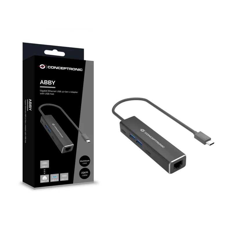 Conceptronic ABBY14B Προσαρμογέας 2.5G Ethernet USB 3.2 Gen 1 με USB hub, 2.5GbE, USB-A x 2, USB-C x 2