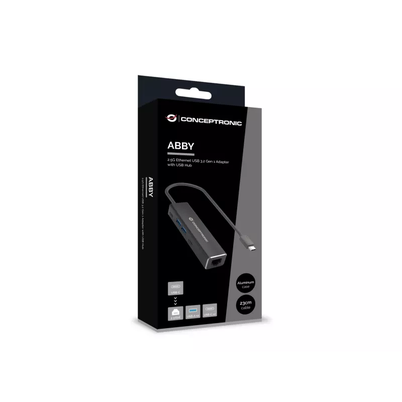 Conceptronic ABBY14B Προσαρμογέας 2.5G Ethernet USB 3.2 Gen 1 με USB hub, 2.5GbE, USB-A x 2, USB-C x 2