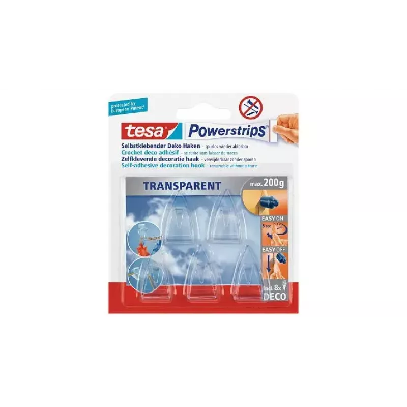 Γάντζος γενικής χρήσης TESA Powerstrips Indoor Διαφανές 5 τεμ.