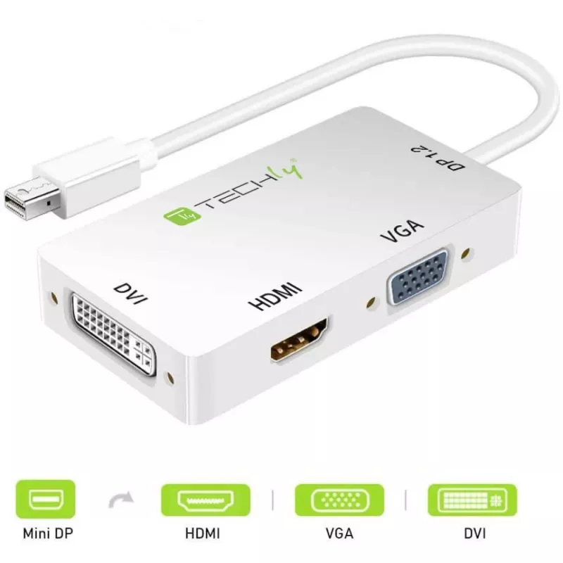 Techly Αντάπτορας 3 σε 1 Mini DisplayPort (Thunderbolt) σε HDMI / DVI / VGA IADAP MDP-COMBOF12