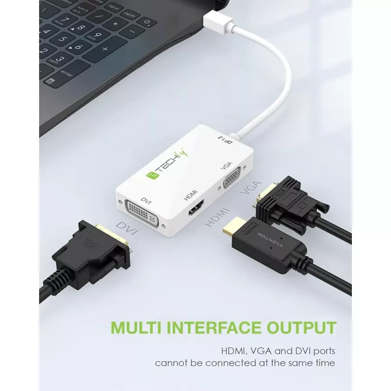 Techly Αντάπτορας 3 σε 1 Mini DisplayPort (Thunderbolt) σε HDMI / DVI / VGA IADAP MDP-COMBOF12