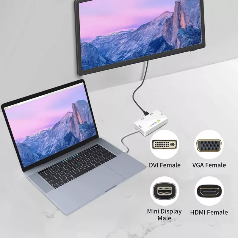 Techly Αντάπτορας 3 σε 1 Mini DisplayPort (Thunderbolt) σε HDMI / DVI / VGA IADAP MDP-COMBOF12