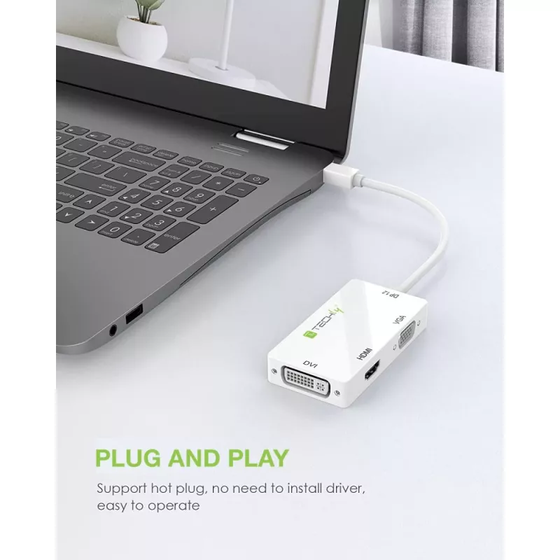 Techly Αντάπτορας 3 σε 1 Mini DisplayPort (Thunderbolt) σε HDMI / DVI / VGA IADAP MDP-COMBOF12