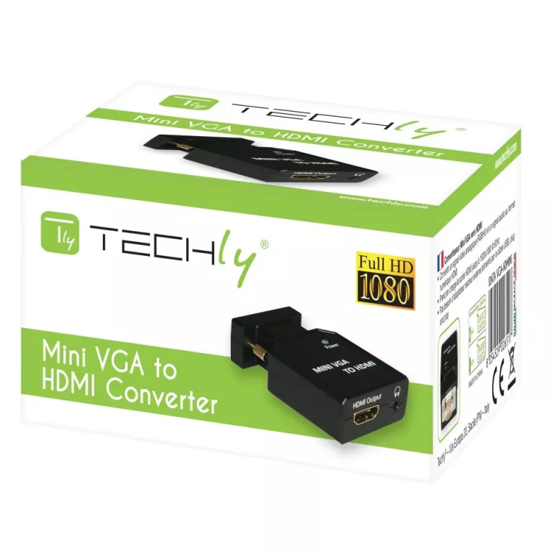 Techly μίνι μετατροπέας VGA και ήχου σε HDMI IDATA VGA-HDMINI