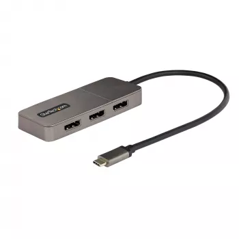 StarTech.com προσαρμογέας USB-C 3 θυρών για πολλαπλές οθόνες, USB Type-C σε 3x DisplayPort 1.4 MST Hub, επέκταση/διαχωριστής οθόνης φορητού υπολογιστή Triple 4K 60Hz DP, HDR, ενσωματωμένο εξαιρετικά μακρύ καλώδιο - μόνο για Windows