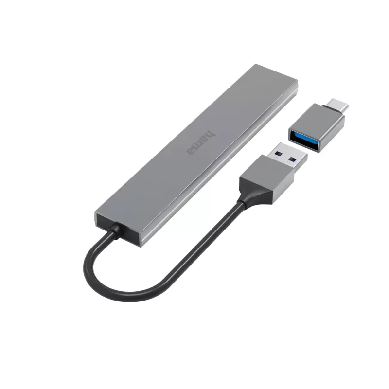 Hama 00200141 Hub διασύνδεσης USB 3.2 Gen 1 (3.1 Gen 1) Type-A 5000 Mbit/s Γκρι