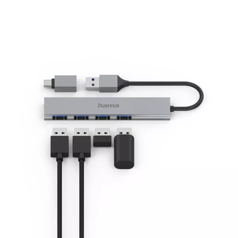 Hama 00200141 Hub διασύνδεσης USB 3.2 Gen 1 (3.1 Gen 1) Type-A 5000 Mbit/s Γκρι