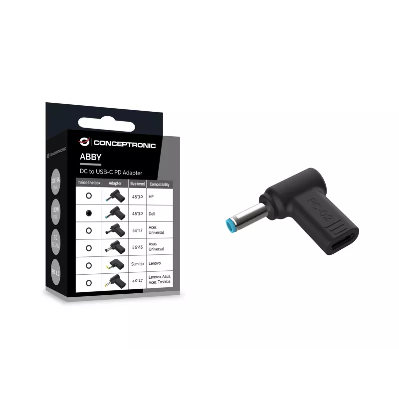 Conceptronic ABBY15PC02 Προσαρμογέας DC σε USB-C, Dell 4,5x3,0mm, 18-20V