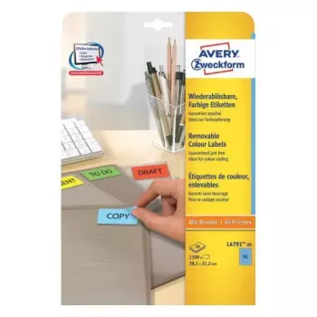 Αυτοκόλλητη ετικέτα Avery L4791-20 Στρογγυλεμένο ορθογώνιο Αφαιρούμενη