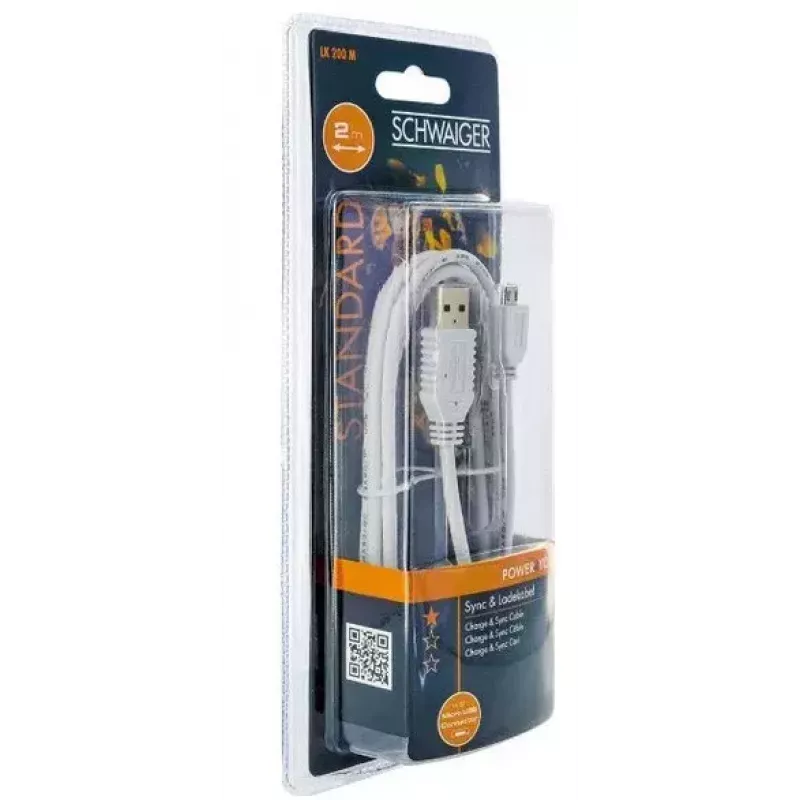 Καλώδιο USB Schwaiger LK200M532 2m USB A σε Micro-USB A Λευκό