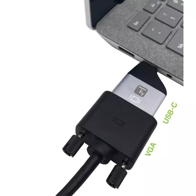 Techly IADAP USBC-VGAC Προσαρμογέας γραφικών USB 1920 x 1200 Pixel Μαύρο, Ασημί