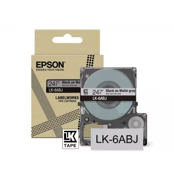 Epson Ματές ταινία – Γκρι/Μαύρο 24mm (8m) – LK-6ABJ, Μαύρο σε Γκρι, LK, Μαύρο, Γκρι, Epson, LabelWorks LW-C610, 2,4 cm