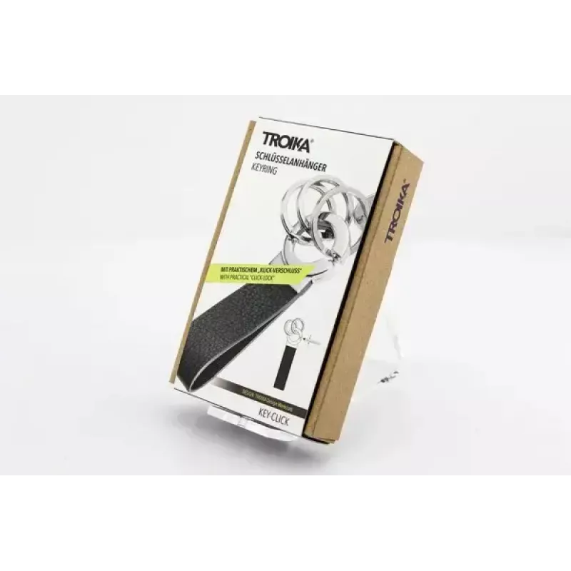 Μπρελόκ TROIKA KR8-02/LE μαύρο ασημί δέρμα 31mm