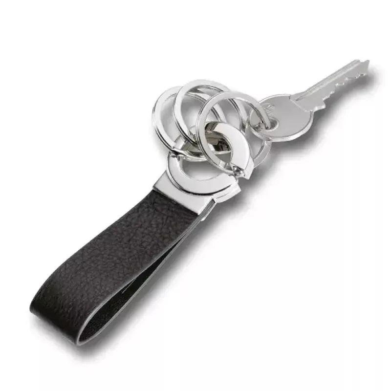 Μπρελόκ TROIKA KR8-02/LE μαύρο ασημί δέρμα 31mm