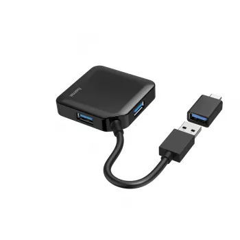 Hama Hub USB, 4 θύρες, USB 3.2 Gen 1, 5 Gbit/s, με αντάπτορα USB-C