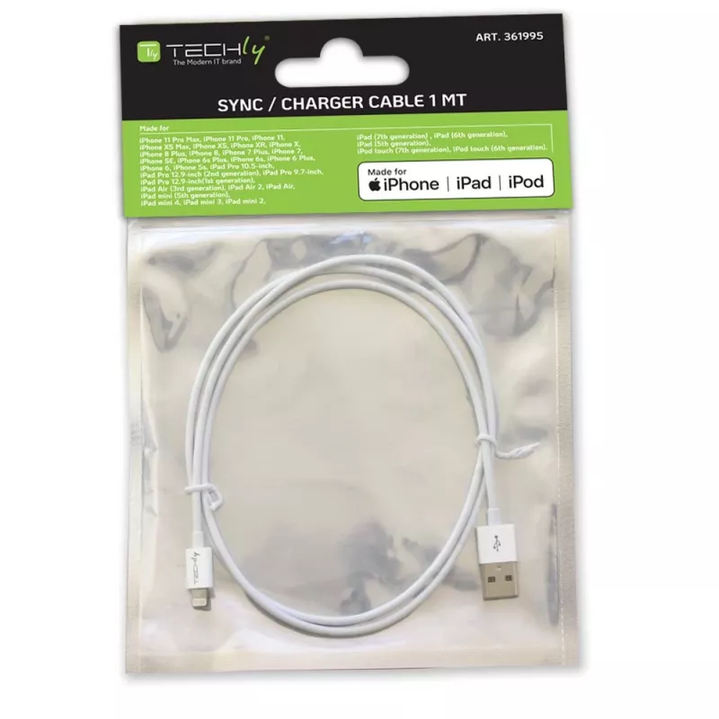 Techly ICOC APP-8WH1 Καλώδιο Lightning 1 m Λευκό