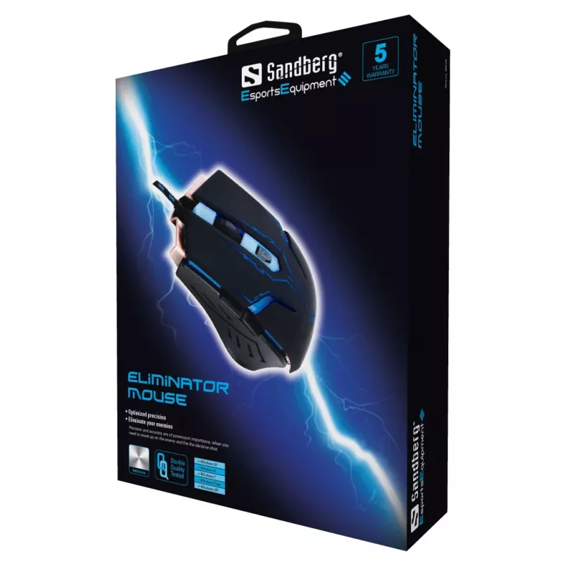 Sandberg Eliminator Ποντίκι, Δεξιόχειρας, USB Type-A, 2400 DPI, Μαύρο