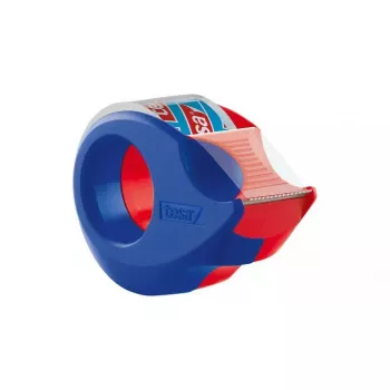 tesa μίνι χειροκίνητος κόφτης ταινίας με tesafilm 19 mm x 10 m, μπλε/κόκκινο